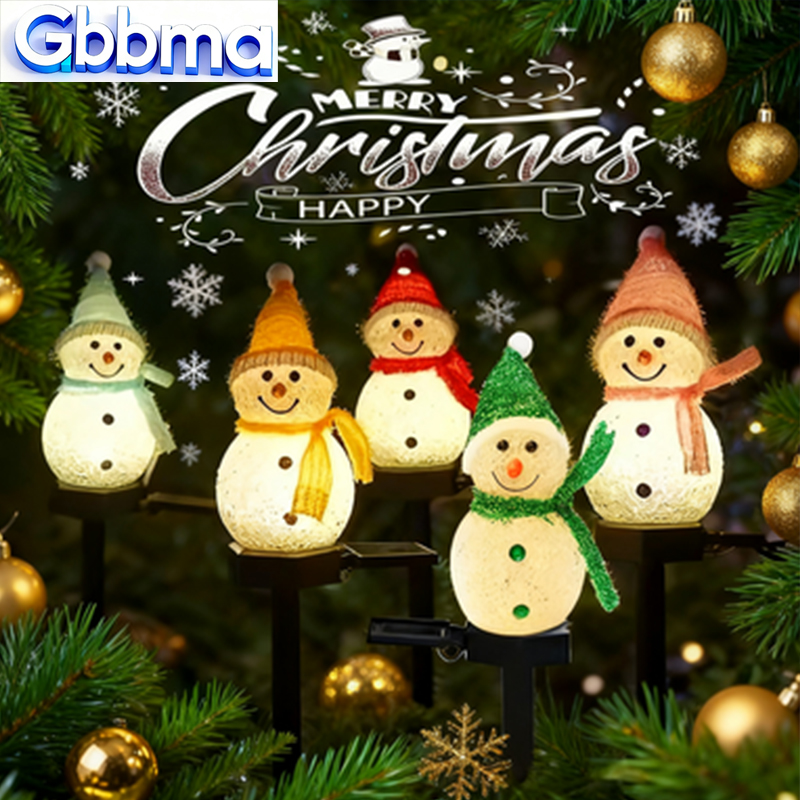 Outdoor Solar Power Xmas Lights - 2-светодиодный солнечный садовый светильник со снеговиком,