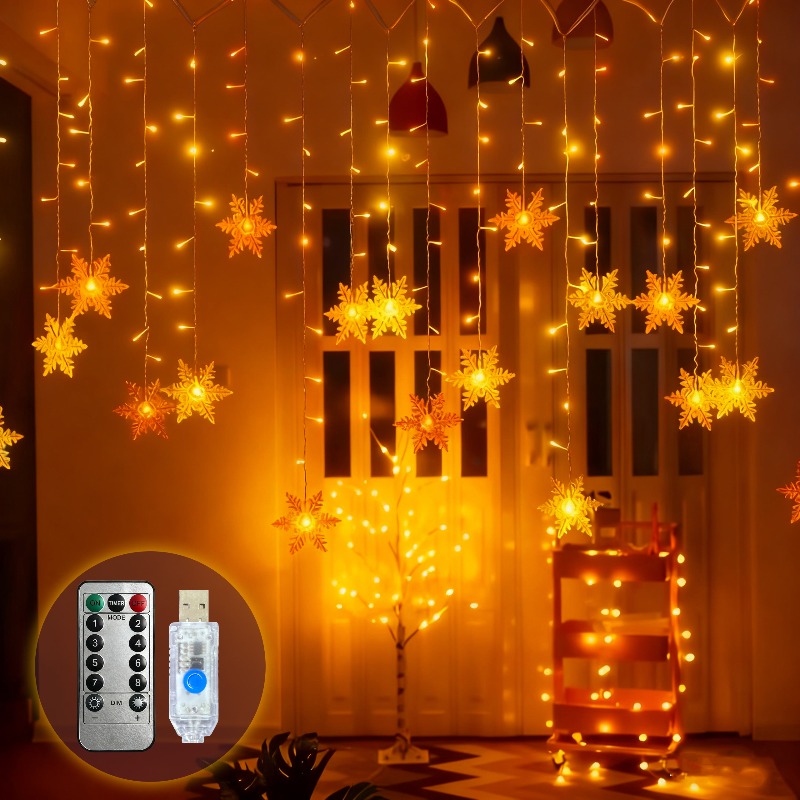 Outdoor Solar Power Xmas Lights - Светодиодные гирлянды-снежинки с питанием от USB,