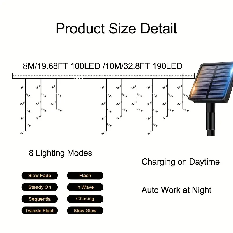 Солнечные гирлянды-сосульки дл – обзор и цена Outdoor Solar Power Xmas Lights