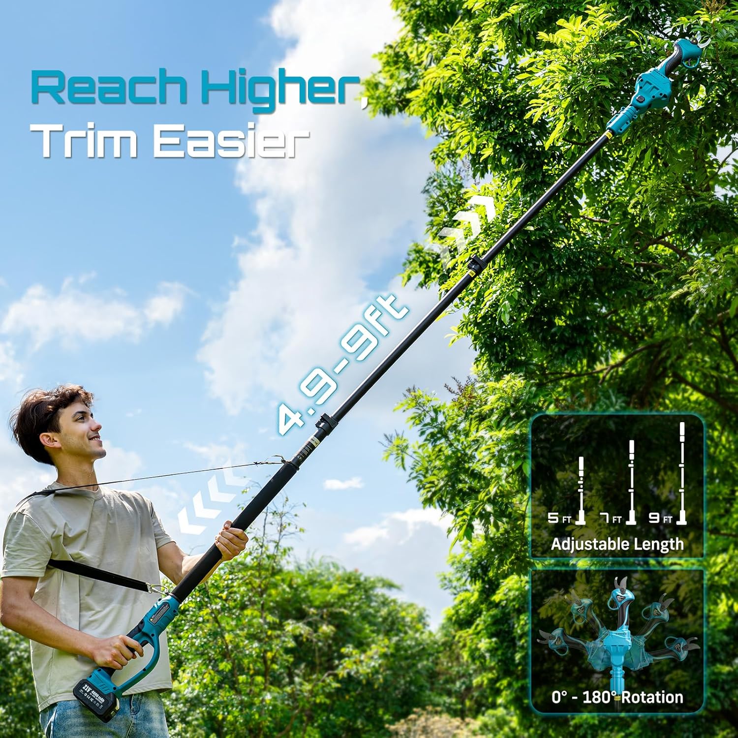 SEESII 2,5 м бесщеточные элект – обзор и цена Pole Saw Cordless